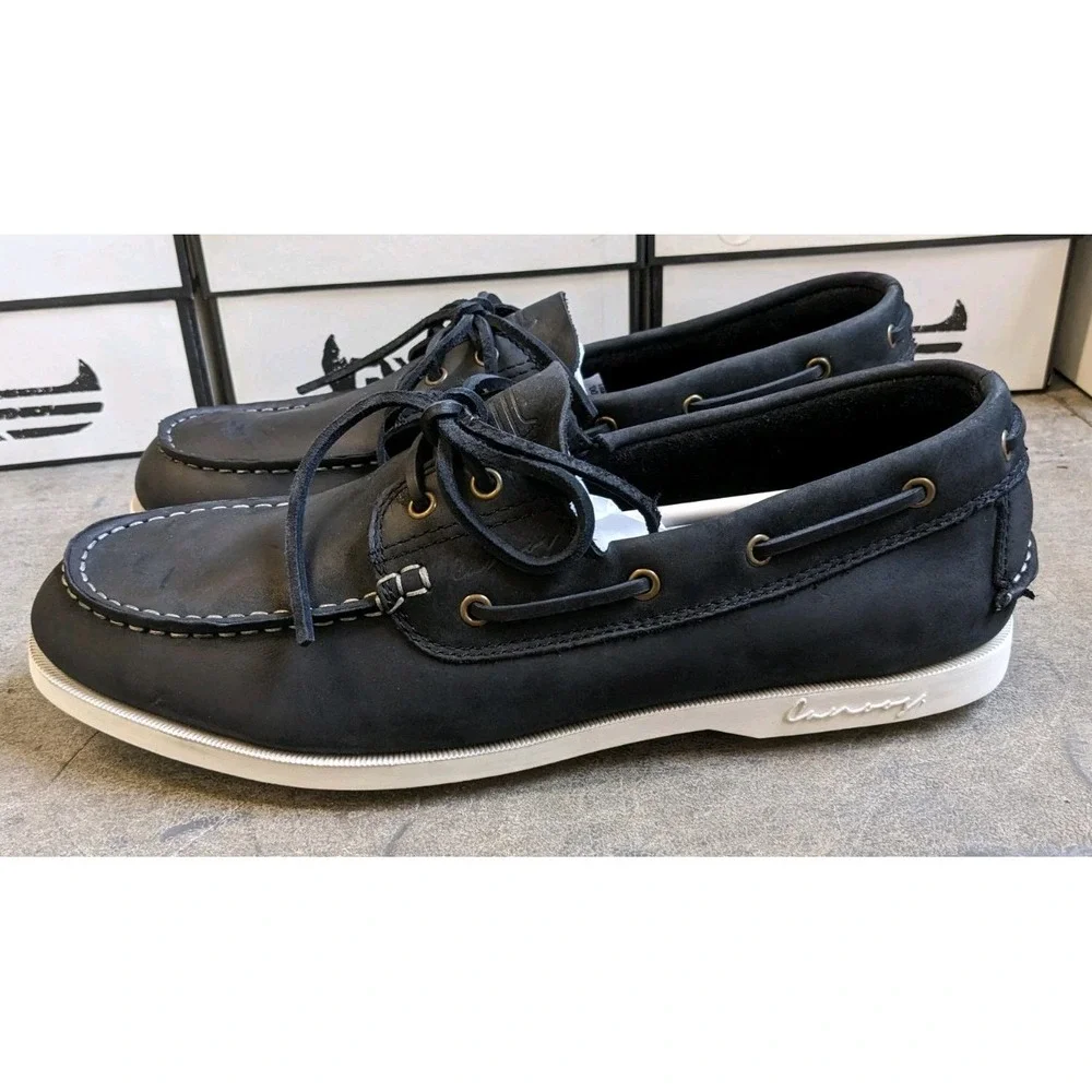 NEW Canoos 2.0 Golf Shoes Mens 11 Hudson Gray & White Leather Boat Shoe Loafer